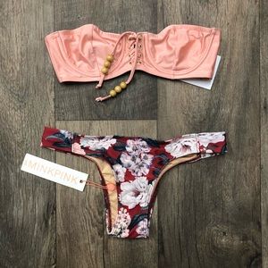Somedays Lovin Pink lace up bandeau bikini top